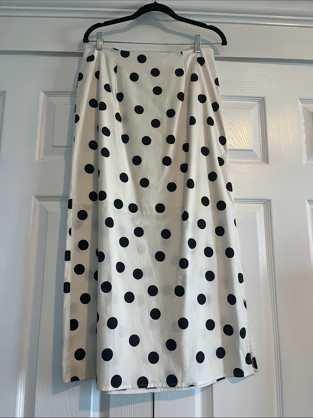 LOFT Cream Midi Skirt with Black Polka Dots